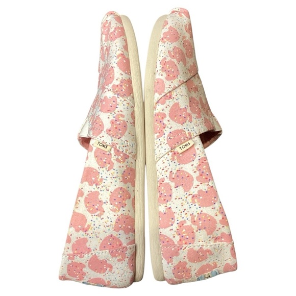 Toms Classic Size 7.5 Shoes Pink Canvas Elephant Sprinkles Puff Print Flat - Picture 3 of 9